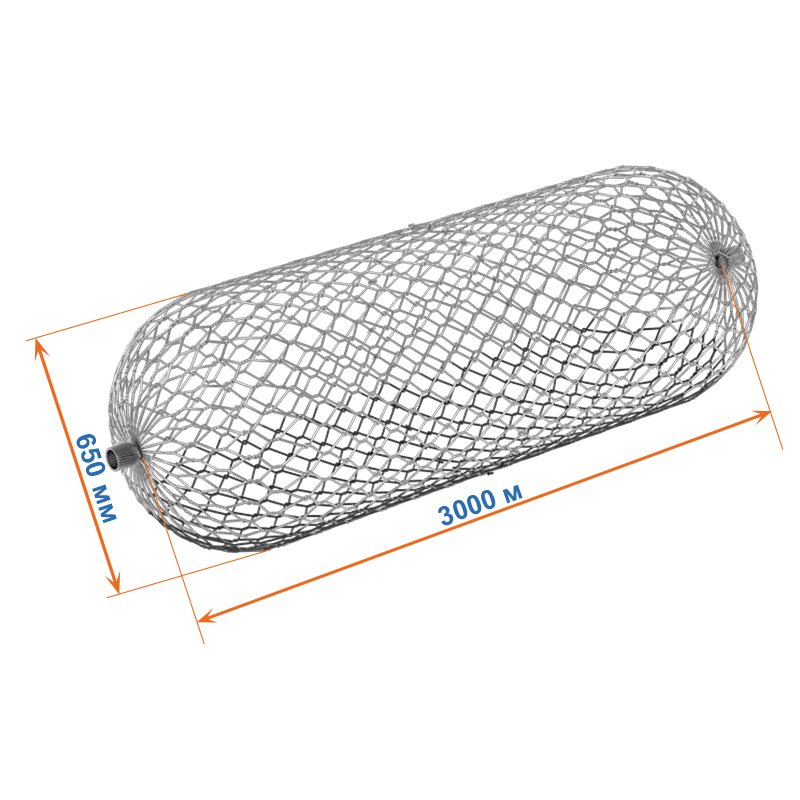 Габион цилиндрический 3х0,65х0,99 оцинкованный, Ø проволоки 3,0мм, размер ячейки 8х10 см фото